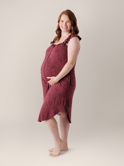 Kindred Bravely Ruffle Strap Labor & Delivery Gown | Spice Floral