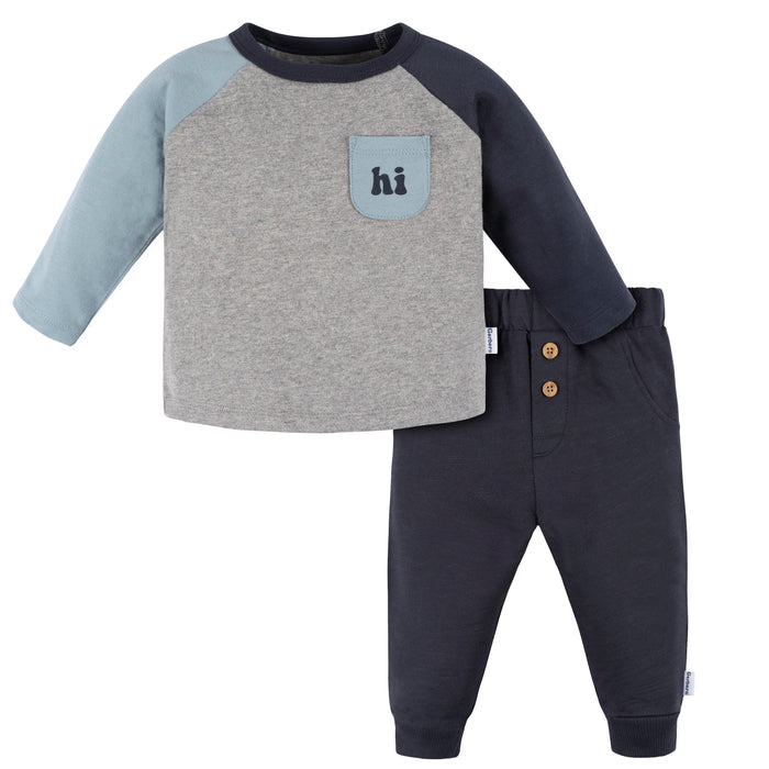 Gerber® 2-Piece Happy Shirt & Jogger Pants Set in Blue