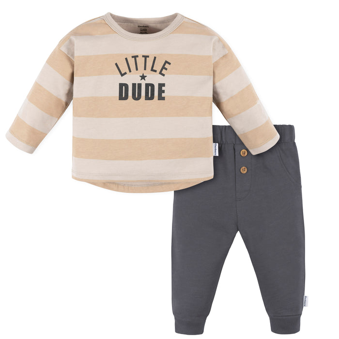 Gerber® 2-Piece Little Dude Shirt & Jogger Pants Set in Gray