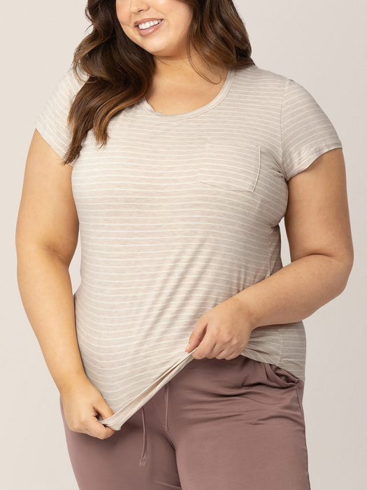 Kindred Bravely Everyday Maternity & Nursing T-shirt | Oatmeal Stripe