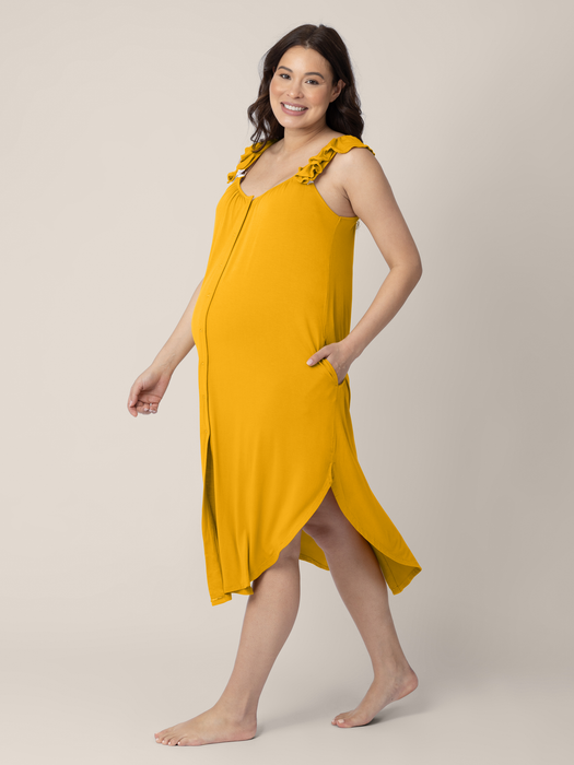 Kindred Bravely Ruffle Strap Labor & Delivery Gown | Honey