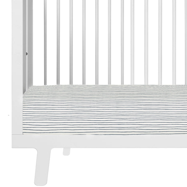 Makemake Organics Organic Crib Sheet - Cobi Blue Stripes