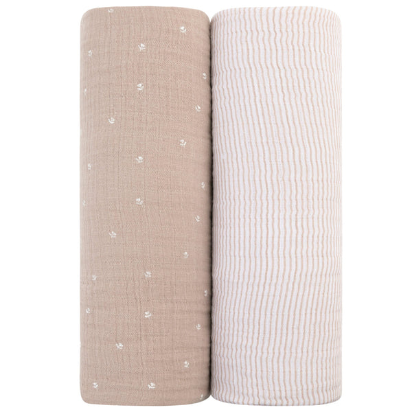 Ely's & Co. 2 Pack Cotton Muslin Swaddle Blanket