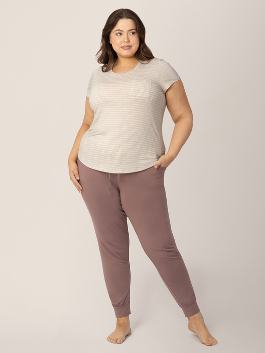 Kindred Bravely Everyday Maternity & Nursing T-shirt | Oatmeal Stripe