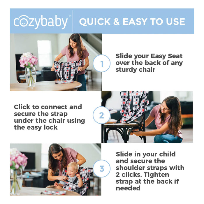 CozyBaby Portable Easy Seat Cloth High Chair with Secure Safety Harness, Gray