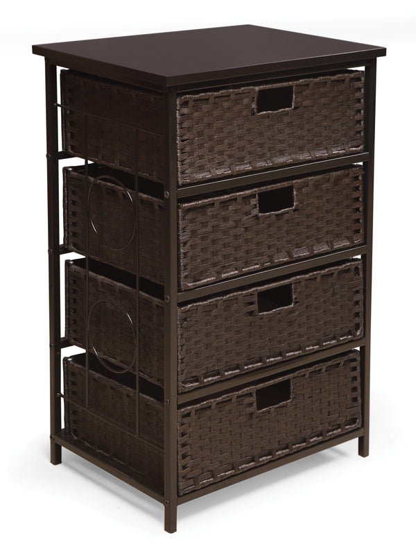 Badger Basket August Collection Tall Four Basket Storage Unit - Espresso