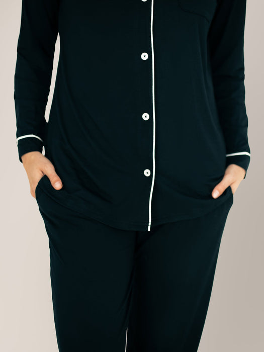 Kindred Bravely Clea Bamboo Long Sleeve Pajama Set | Black