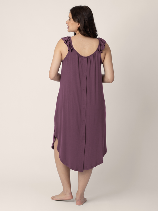 Kindred Bravely Ruffle Strap Labor & Delivery Gown | Burgundy Plum