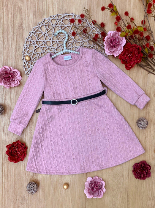 Mia Belle Girls Blush Elegance Belt and Sweater Dress