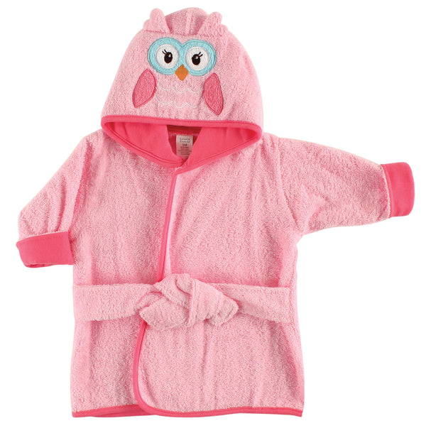 Luvable Friends Baby Girl Cotton Animal Bathrobe, Owl, One Size