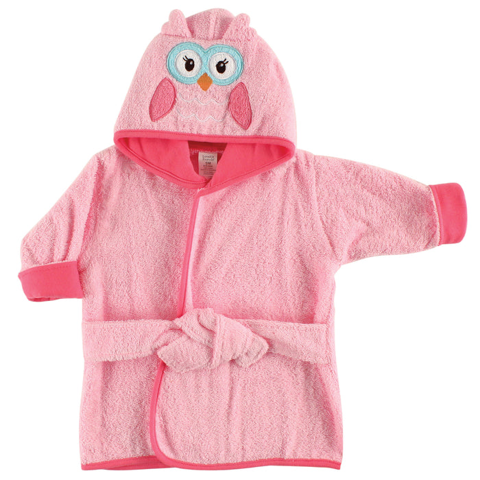 Luvable Friends Baby Girl Cotton Animal Bathrobe, Owl, One Size