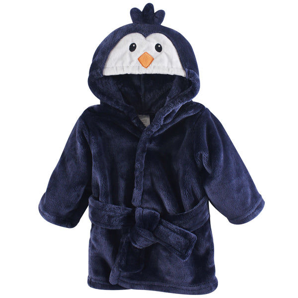 Luvable Friends Baby Boy Plush Bathrobe, Boy Penguin, 0-9 Months