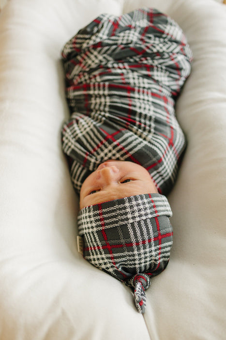 Mebie Baby Green Plaid Bamboo Newborn Knot Hat