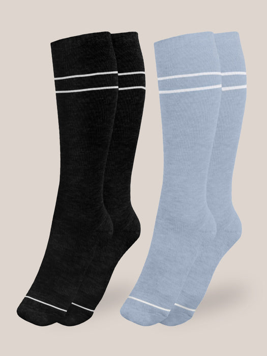 Kindred Bravely Premium Maternity Compression Socks (2-Pack) | Stone Blue & Black