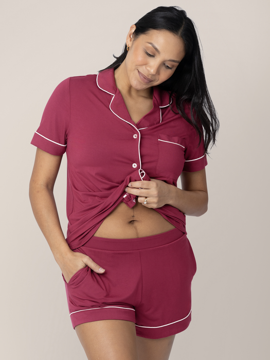 Kindred Bravely Clea Bamboo Short Sleeve Pajama Set | Deep Berry