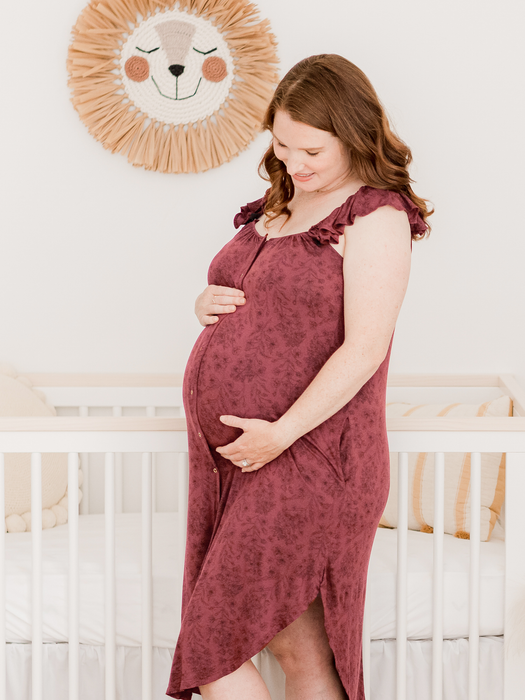 Kindred Bravely Ruffle Strap Labor & Delivery Gown | Spice Floral