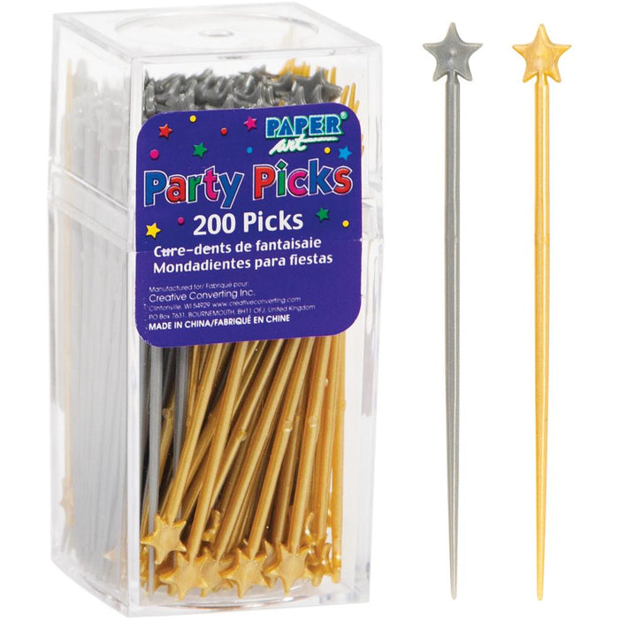 Party Decorations Gold And Silver Star Picks, 200 count