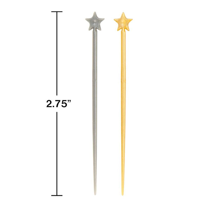 Party Decorations Gold And Silver Star Picks, 200 count