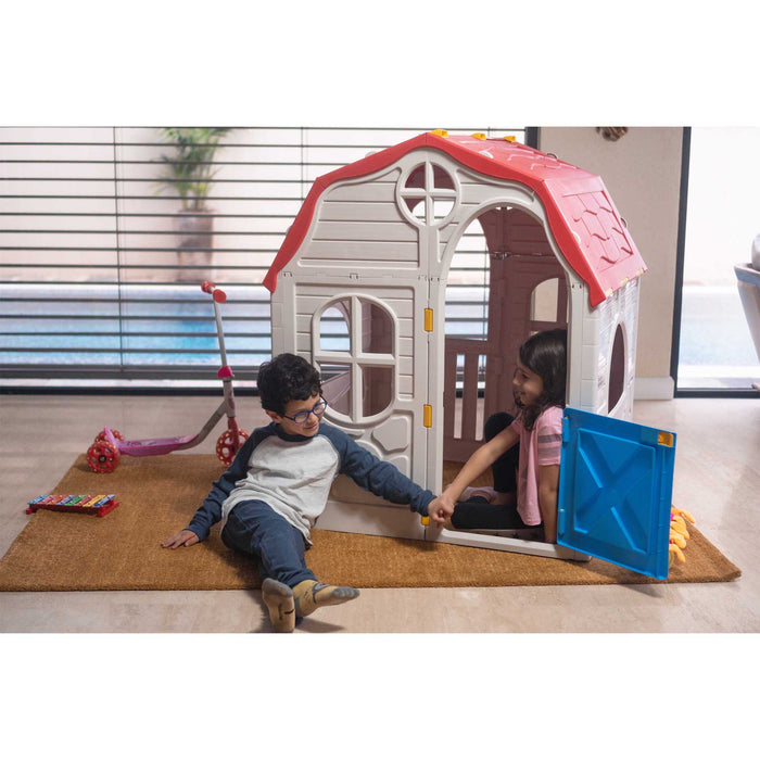 Ram Quality Products Kid's Cottage Foldable Plastic Toddler Outdoor Playhouse