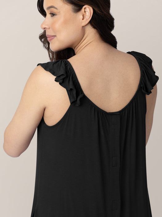 Kindred Bravely Ruffle Strap Labor & Delivery Gown | Black
