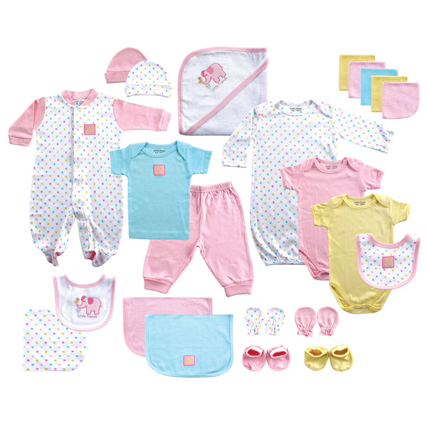 Luvable Friends Baby Girl Layette Gift Cube, Pink Elephant 0-6 Months