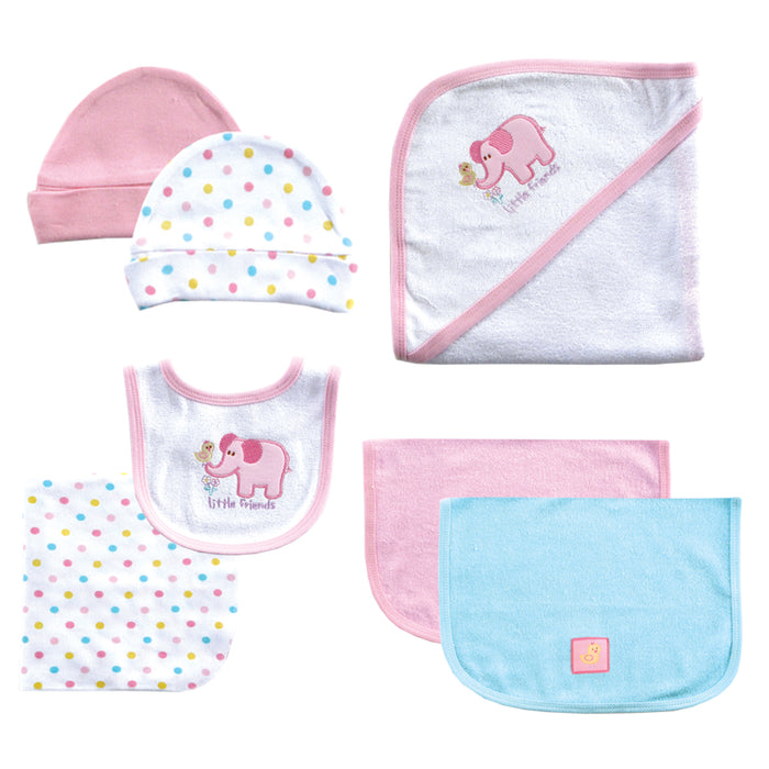 Luvable Friends Baby Girl Layette Gift Cube, Pink Elephant 0-6 Months