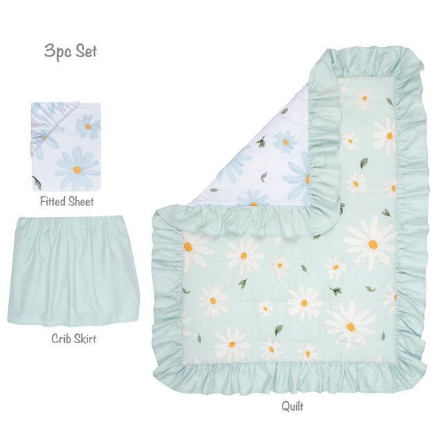 Lambs & Ivy Sweet Daisy 3-Pc Floral Baby Crib Bedding Set