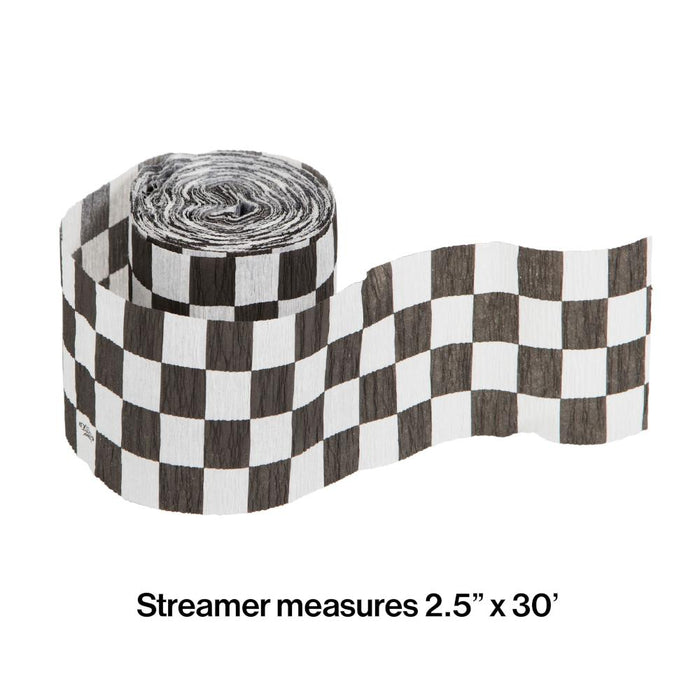 Party Decorations Black And White Check Streamer