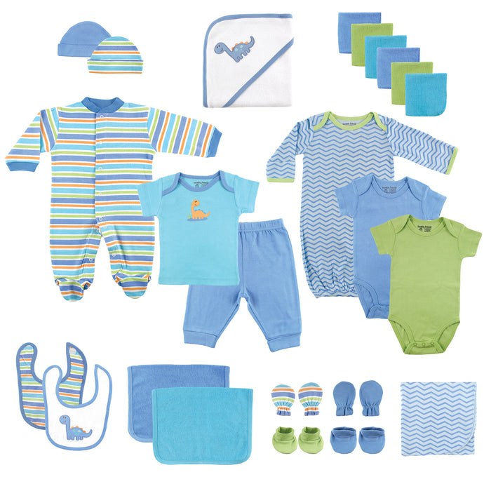 Luvable Friends Baby Boy Layette Gift Cube, Blue Dino 0-6 Months