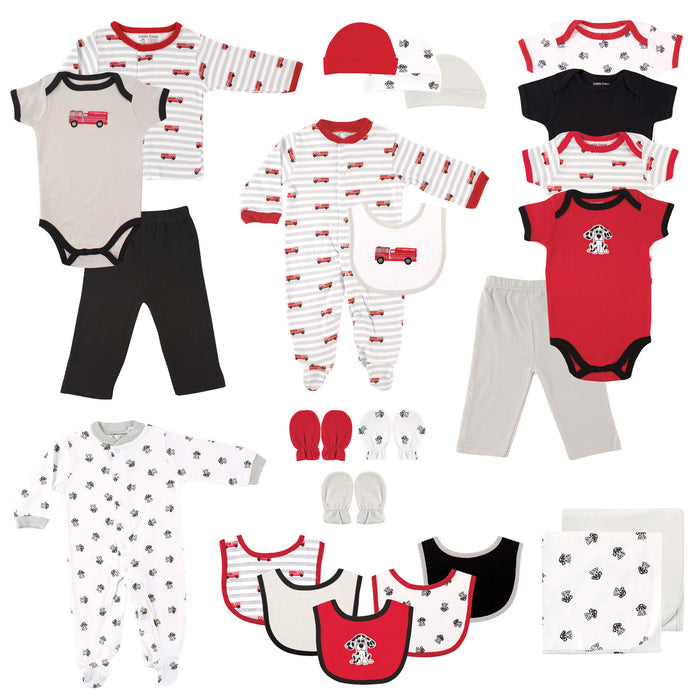 Luvable Friends Baby Boy Layette Gift Cube, Fire Truck 0-6 Months