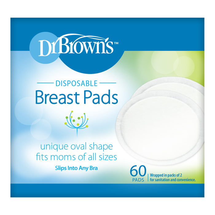 Dr. Browns Disposable 1-Use Absorbent Breast Pads for Breastfeeding & Leaking, 60 pcs