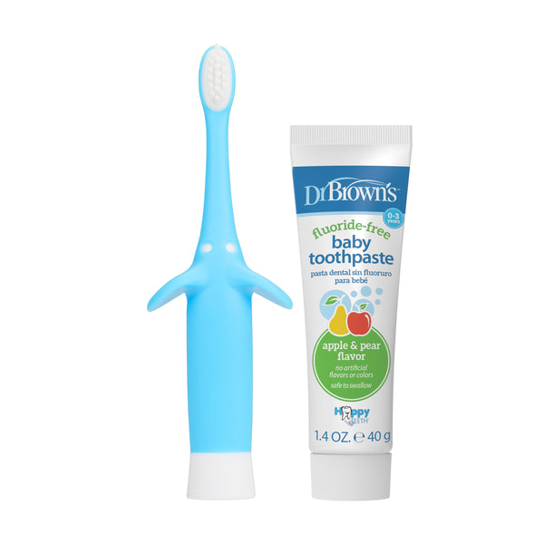 Dr. Brown’s Infant-to-Toddler Training Toothbrush Set with Fluoride-Free Baby Toothpaste