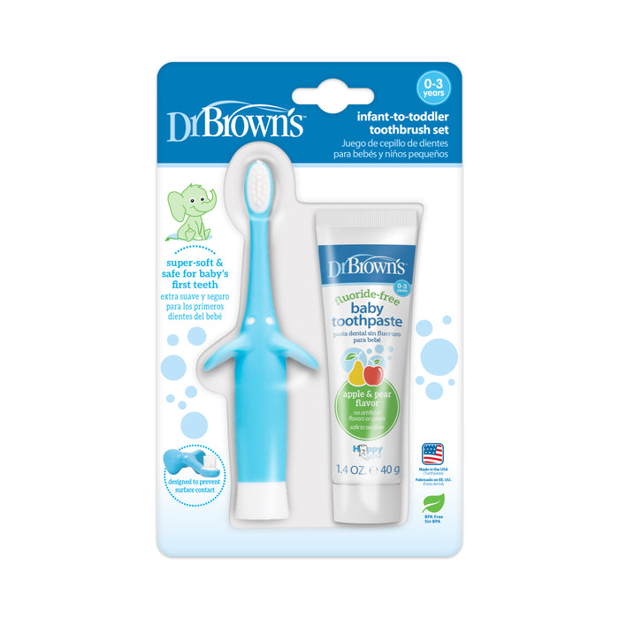 Dr. Brown’s Infant-to-Toddler Training Toothbrush Set with Fluoride-Free Baby Toothpaste