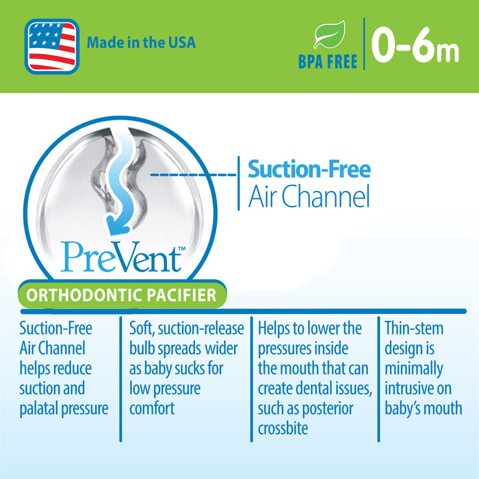 Dr. Brown's PreVent Orthodontic Glow in the Dark Baby Pacifier, 0-6m, 4-Pack