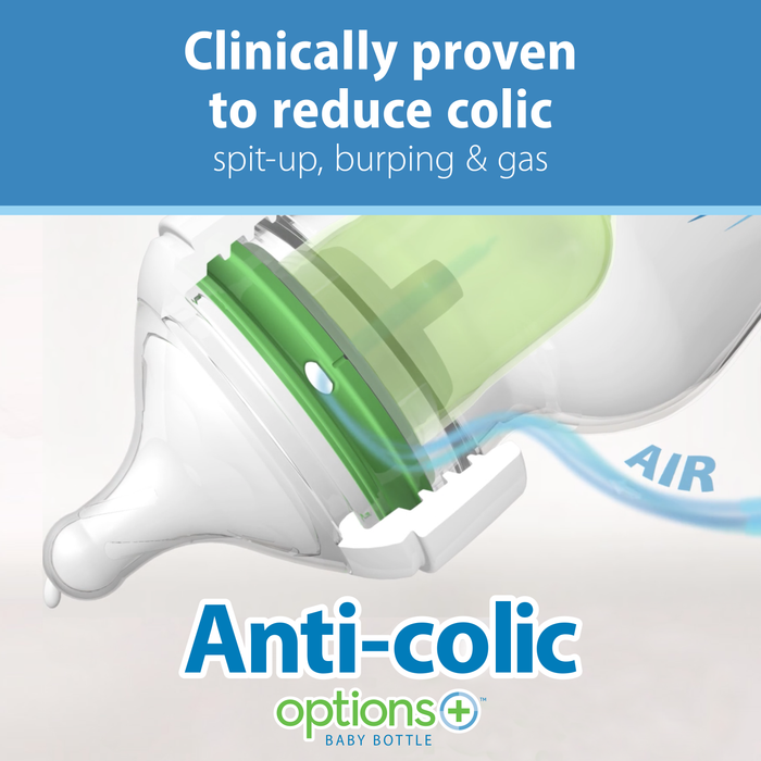 Dr. Brown's Anti-Colic Wide-Neck Options+ Baby Bottle 0m+ - 9oz/3pk