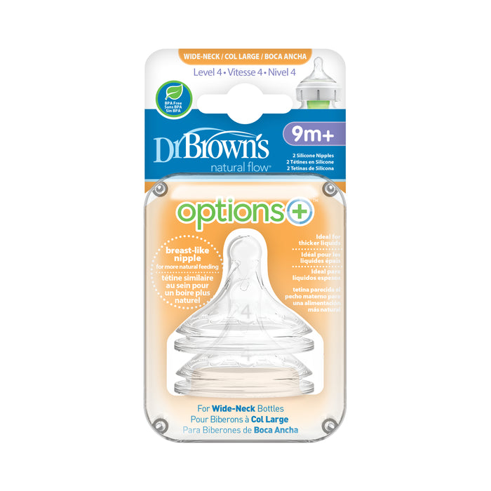 Dr. Brown s Options+ Wide-Neck Baby Bottle Nipple Level Four (2 pack)