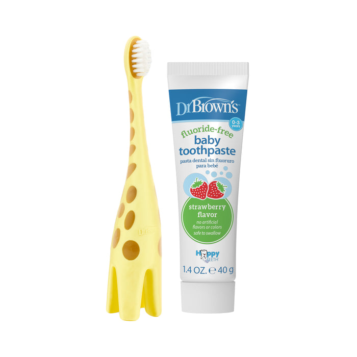Dr. Brown Giraffe Toothbrush with Strawberry Toothpaste