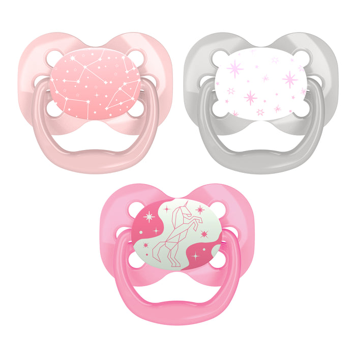 Dr. Brown's Advantage 3-Pack Stage 1 Glow in the Dark Pacifiers in Pink