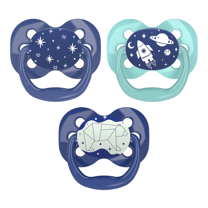 Dr. Brown’s Advantage 100% Silicone Baby Pacifiers Symmetrical Soother, Blue