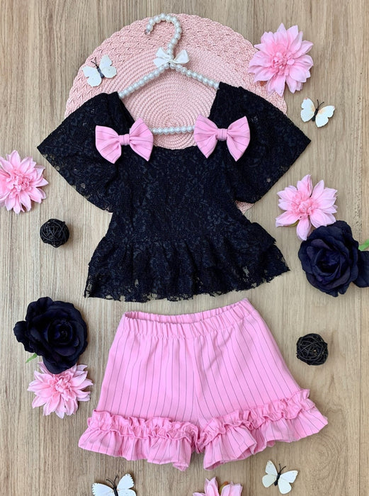 Mia Belle Girls Springtime Best Lace Top and Ruffle Short Set