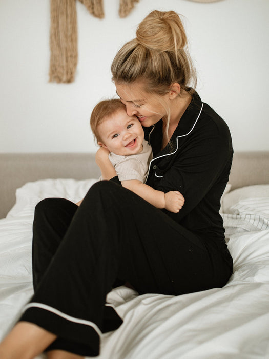 Kindred Bravely Clea Bamboo Long Sleeve Pajama Set | Black