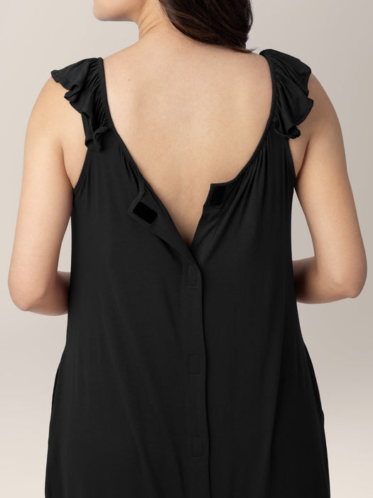 Kindred Bravely Ruffle Strap Labor & Delivery Gown | Black