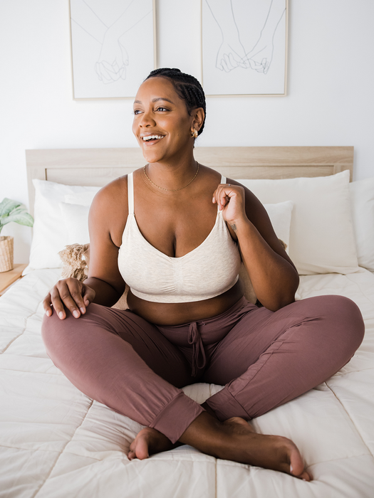 Kindred Bravely Sublime® Bamboo Hands-Free Pumping Lounge & Sleep Bra | Oatmeal Heather