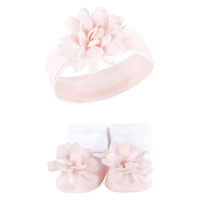 Hudson Baby Infant Girl Headband and Socks Giftset, Soft Floral, One Size