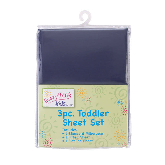 Everything Kids Solid Navy 3 Piece Toddler Sheet Set