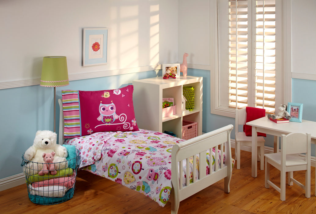 Everything Kids Hoot Hoot 4pc Toddler Bed Set