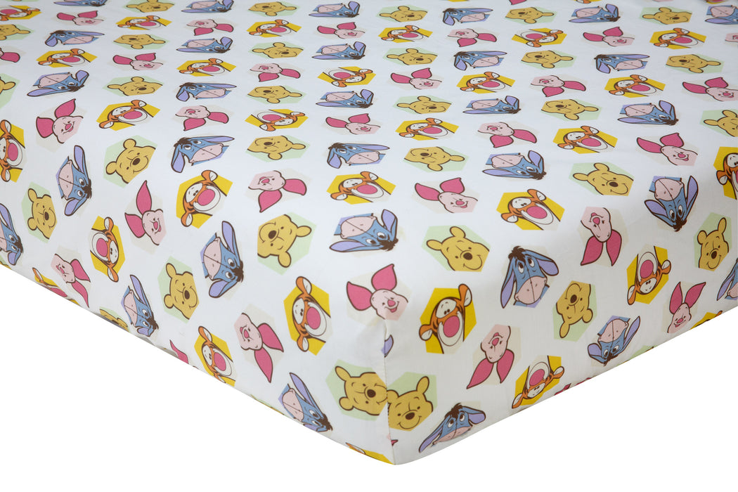 Disney Peeking Pooh 100% Cotton Fitted Crib Sheet
