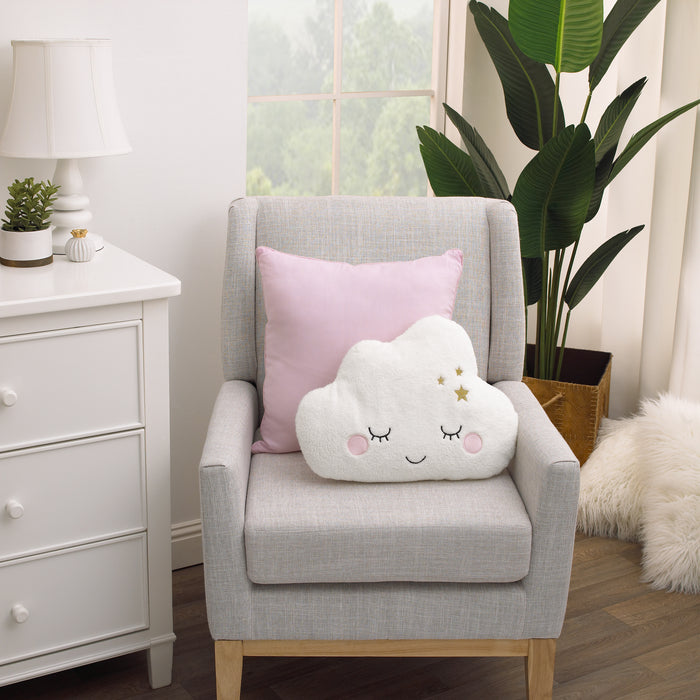 Little Love by NoJo Cloud Shaped Decorative Plush Pillow with Embroidery - White