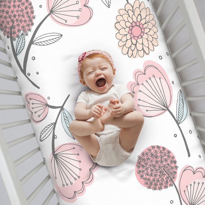 NoJo - Photo-Op 100% Cotton Fitted Crib Sheet, Floral