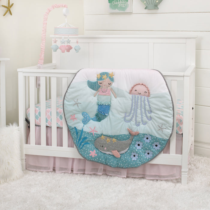 NoJo Sugar Reef Mermaid 4 Piece Nursery Crib Bedding Set